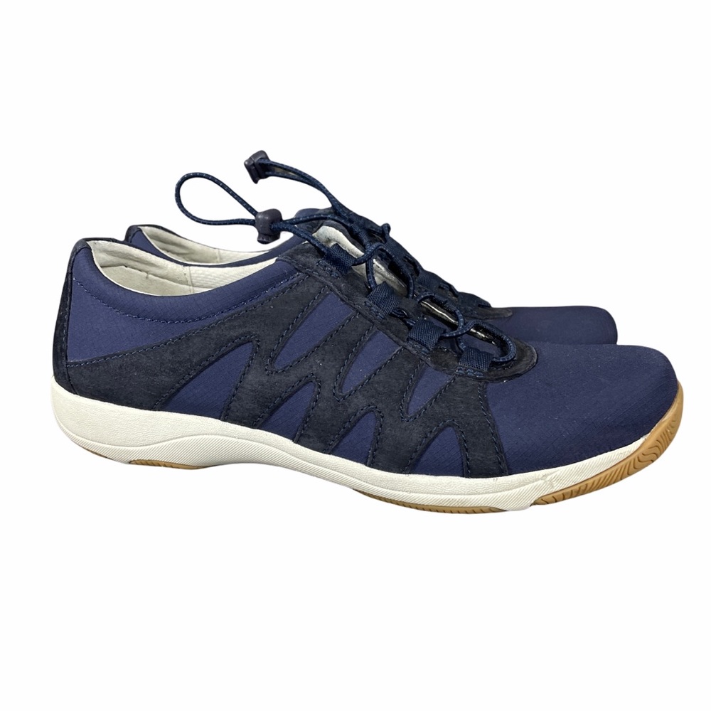 Dansko Harlie Navy Blue Suede Bungee Lace Sneakers 4851750375